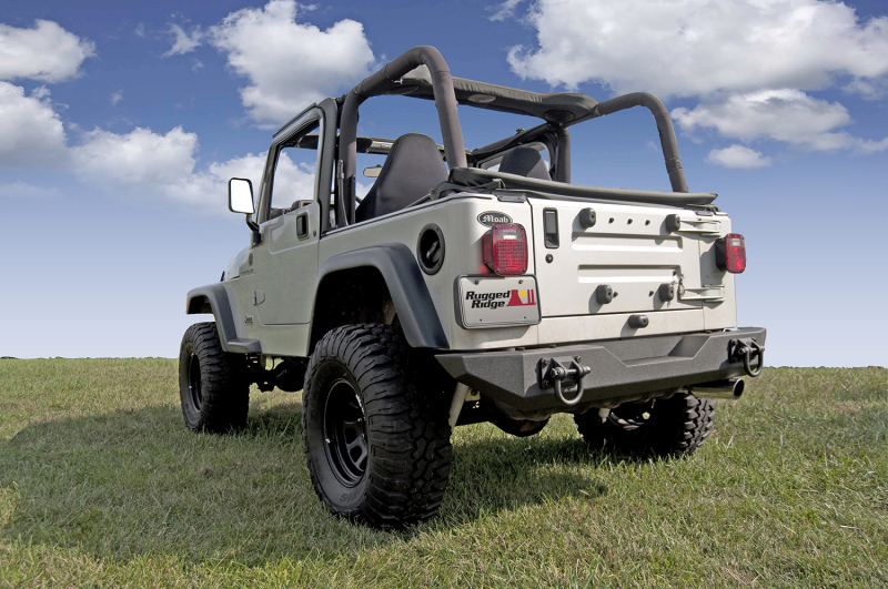 Jeep Wrangler Bumper - Rear - Rugged Ridge - Xtreme Heavy Duty, Modular - Textured Black - `87-`06